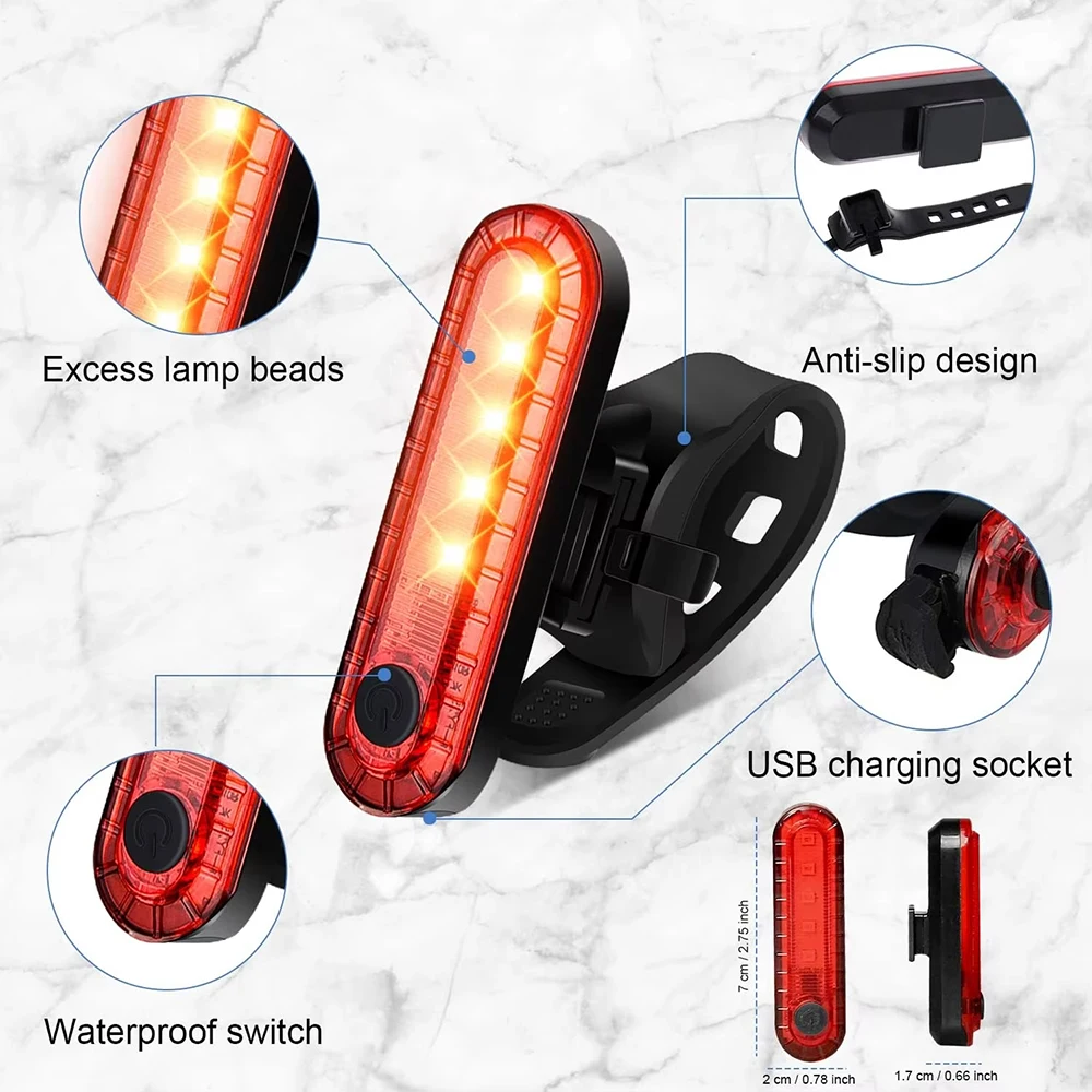 Bike Rear Tail Light USB Recha - Bicycle Helmet 评论和价格